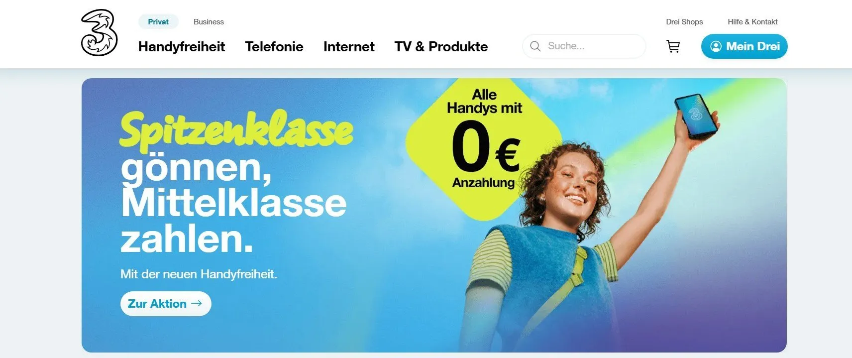 Drei Mobilfunk Startseite